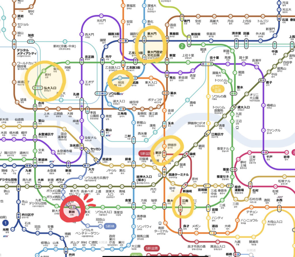 韓国の地下鉄路線図の事件現場