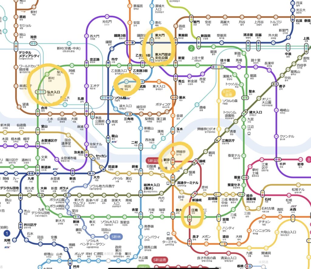 韓国の地下鉄路線図